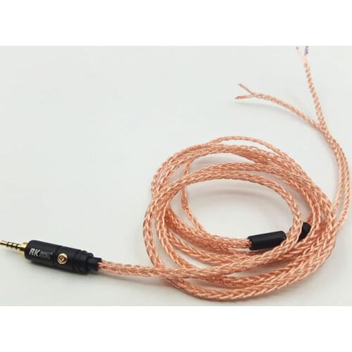 Diy earphone wire 2.5mm 4pole balance plug/3.5mm 3pole plug 7N single crystal copper wire