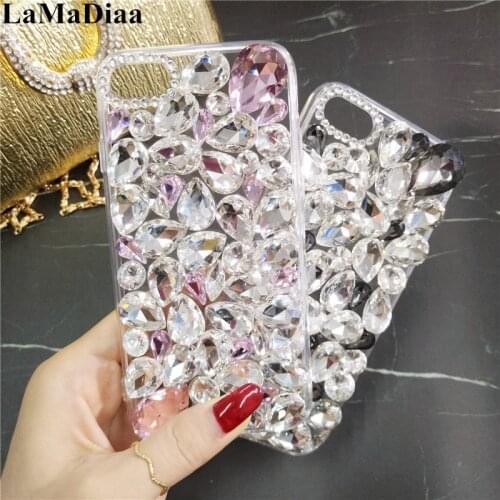 For iPhone 1112 Pro MAX X XS XR 6 6S 7 8 Plus Case Capinha Para Chic Flower Floral Bling Diamond Rhinestone Clear Soft TPU Case