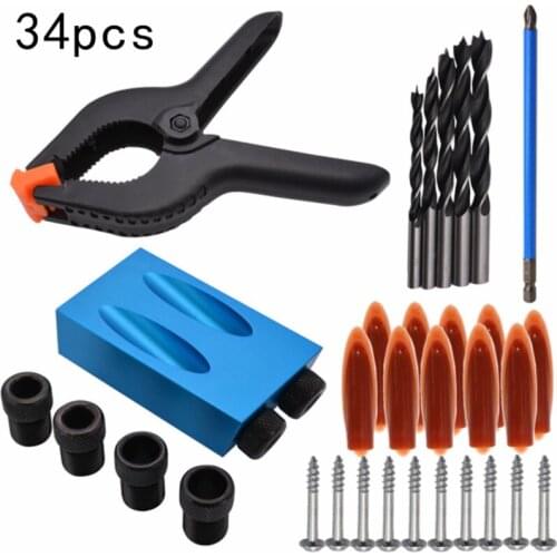 Oblique Hole Locator Drill 15 Degree Angle Locator Bits Hole Jig Woodwork Guide Clamp Locator Set Kit Woodworking Tools