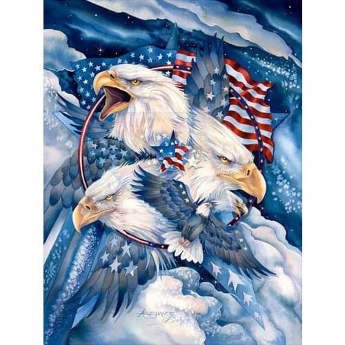 Flag Bald Eagle Diamond Painting Round Full Drill Nouveaute DIY Mosaic Embroidery 5D Cross Stitch Raptor Animal Pattern