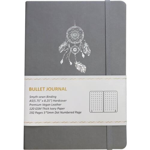 Ready To Ship Dreamcatcher Perfect Binding A5 Hard Cover Lay Flat 120GSM 5*5mm Dot Notepad With Number Sheets