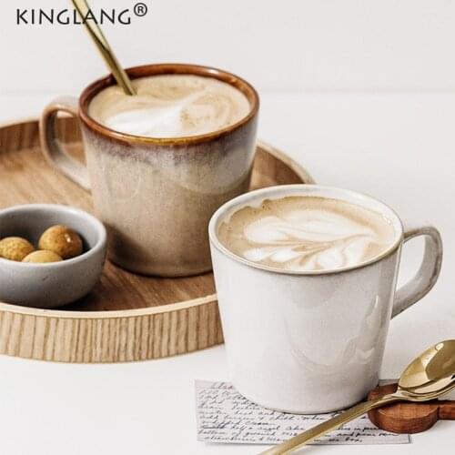 Kinglang NEW Japanese Retro Kiln Coffee Cup Restaurant Breakfast Cup Creative Ceramic Household Milk Teacup Water Mug Wholesale