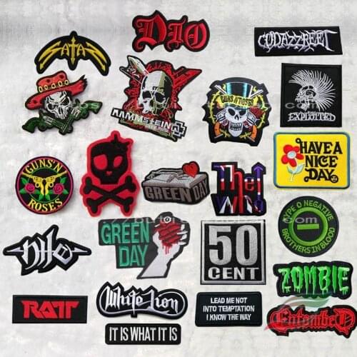 Adhesive embroidery cloth sticker A218 skull ghost rose rose rock punk band clothes patch decal