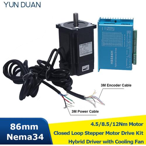 12Nm Closed Loop Stepper Motor Drive kit for CNC Hybrid Encoder Easy Step Servo Nema 34 Closed Loop Stepper Motor