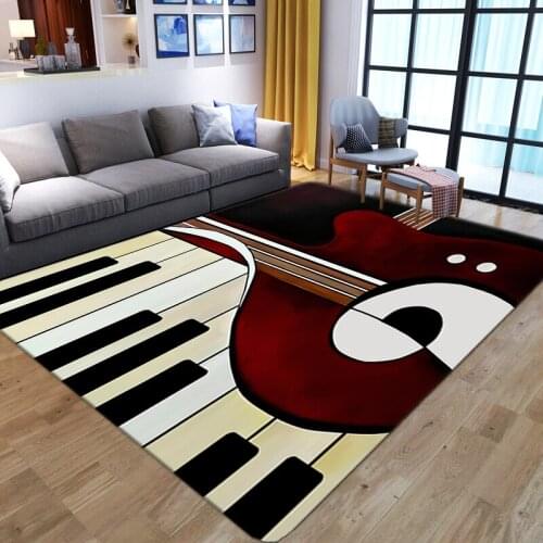 Piano Printed Carpet Living Room Large Area Rug Bedroom Creative guitar printed Modern Home Decoration Washable Floor Lounge mat