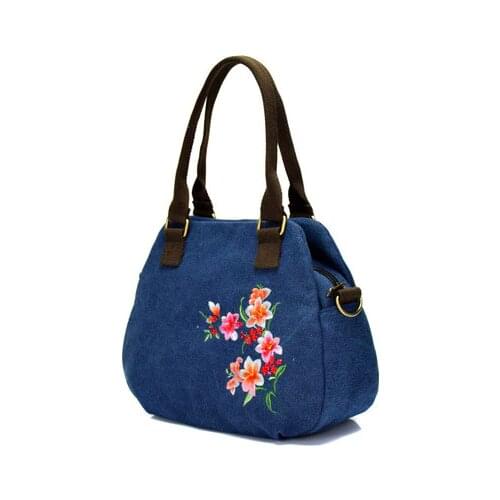 Nice national embroidery small shopping handbags!Hot bohemian floral prints women casual shoulder bag Multi-use canvas Carrier