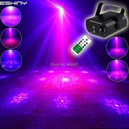 ESHINY Remote R&B Laser 16 Christmas Patterns Projector Blue Led Club Bar DJ Dance Disco Party Stage Effect Light Show T142D4
