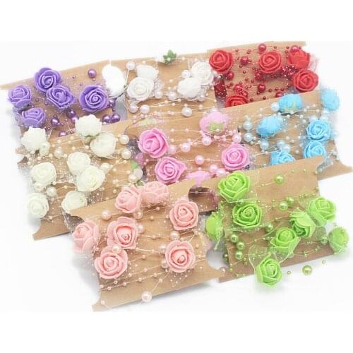 2M / Bag Fishing Line Pearls DIY PE Rose Flower Bead Chain for Wedding Party Kids Room Wreath Decoration Rattan Craft