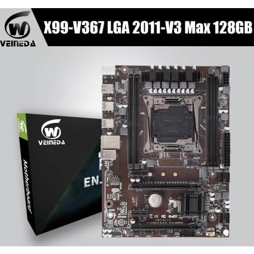 VEINEDA x99 motherboard lga 2011 v3 with dual M.2 NVME slot Support four channels DDR4 memory ECC SATA3.0 USB3.0