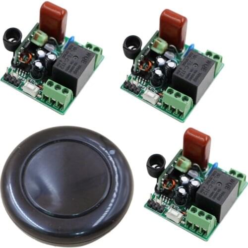 Mini Size 220V 1CH Wireless Remote Control Switch System 3Receiver&1Transmitter Learning Code Toggle Latched Momentary Adjusted