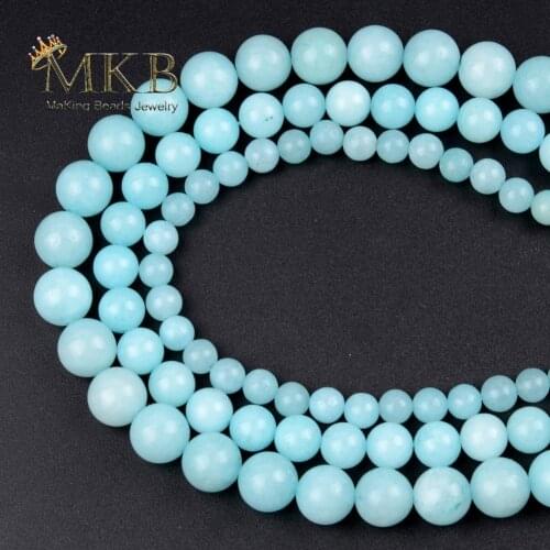 Fashin 4/6/8/10/12mm Aquamarines Round Beads Natural Stone Beads For Jewelry Making 15inches Loose Beads Fit Diy Bracelet