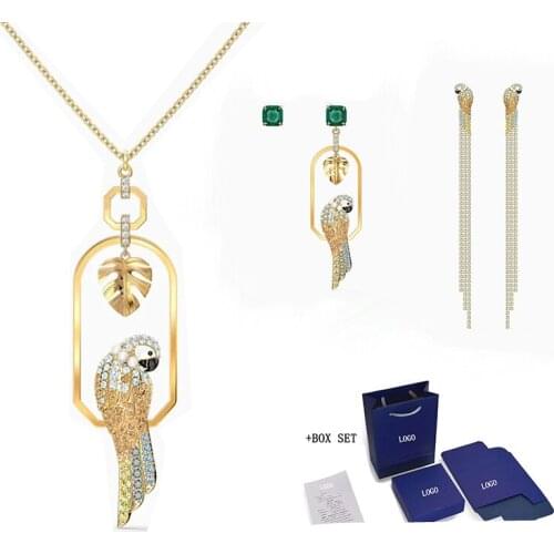 2020 New TROPICAL Parrot Decoration In Garden Swinging Crystal Woman Exquisite Jewelry Sets Gift
