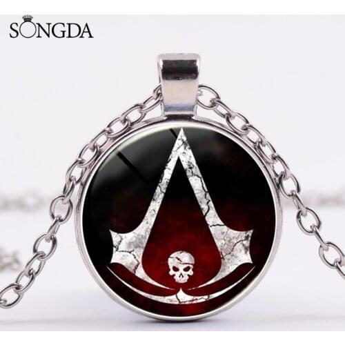Trendy Action Game Symbol Necklace Handmade Photo Glass Cabochon Metal Pendant Necklace Men Women Jewelry Souvenir Gift