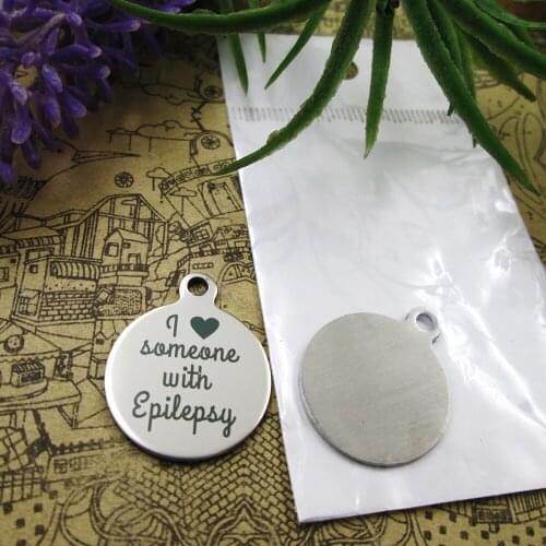10pcs--"I Heart Someone With Epilepsy"stainless steel charms 5 styles for choosing DIY Charms for necklace bracelets