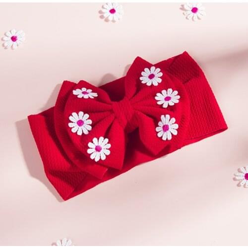 20PCS/Lot Childrens Pure Color Double Layers Bunny Ears Baby Big Bowknot Daisy Flower Headband Turban Accessories 20*10CM