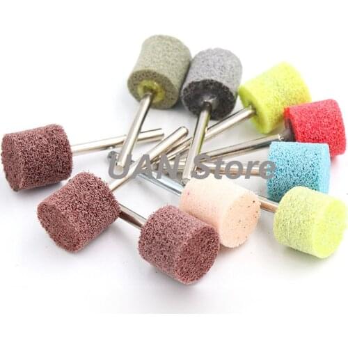 URANN 10pcs Nylon Fiber Grinding Head 3mm Shank Nonwoven Polisher for Mould Polishing Proccess Electric Grinder Accessories