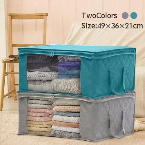 1 Pcs 49×36×21cm Large Capacity Folding Dirty Clothes Box Storage Zipper Storage Moisture-Proof Fabric Non-Woven Quilt Box U1U5