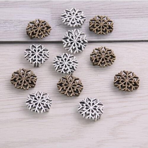 SWEET BELL 30pcs Two Color Snowflake Wheel Spacers Adapters Slider Spacer Jewelry Material Spacers For 10mm Leather Cord