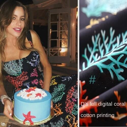 Coral printed 100% cotton poplin fabric 140 cm width children pajamas parent-child clothing sewing fabric for dress material