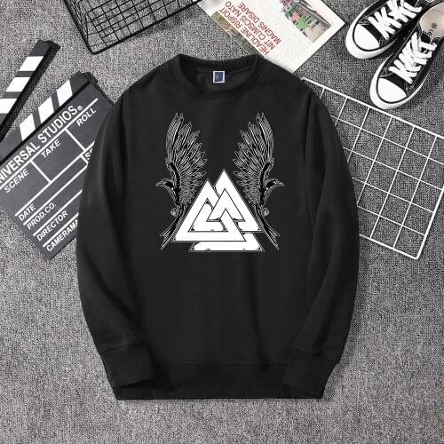 Viking The Raven Of Tattoo Printed Men Hoodies Retro Harajuku Fashion Hooded Sweatshirt Autumn Hoody Casual Streetwear Hoodie
