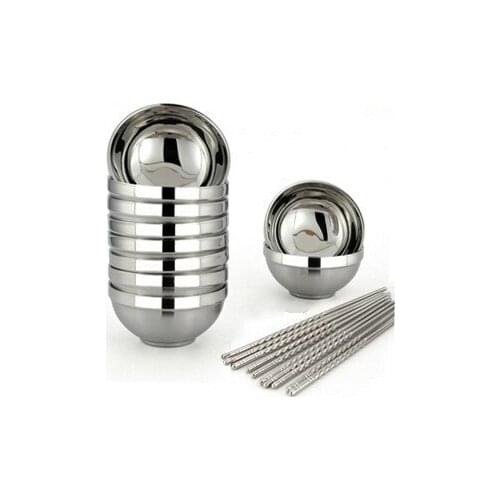 Advanced kitchen tableware stainless steel bowl anti scald Insulation Japanese rice soup Children s with chopsticks