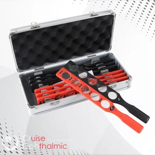 Premium Quality Big Aperture Retinoscopy Rack Set 8 Row 40 Diopters |Shiny Aluminium Case | Retinoscopy Tools