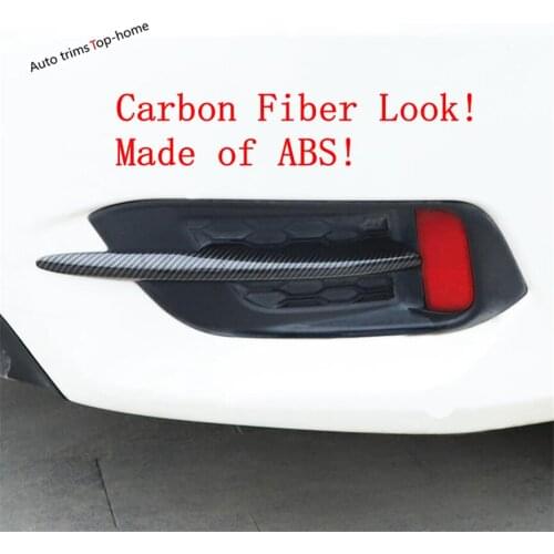 Yimaautotrims Tail Rear Fog Lights Lamp Eyelid Eyebrow Bumper Cover Trim Fit For Honda Civic 2016 - 2019 Chrome Carbon Fiber ABS