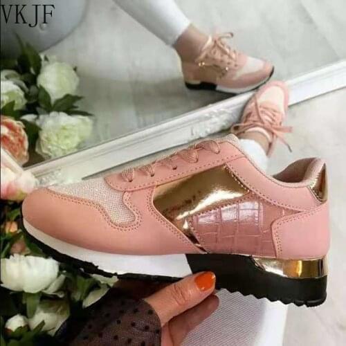 Women Sneakers Fashion Mixed Color Platform Sport Shoes Casual Breathable Suede Leather Running Walking Lace Up Ladies Shoes