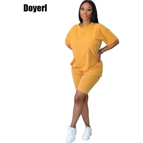 Womens Tracksuit Set Jogger Shorts Sets Womens Outfits Summer Sport Workout Fitness T-shirts Top and Biker Shorts 2 Piece Set