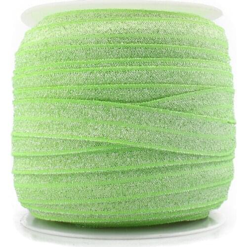 1PC=50Y 5/8"=15MM OEM Highly-flexible Elastic Glitter Velvet Ribbon Ornaments Solid Metallic Nylon Band for Hair Accessories