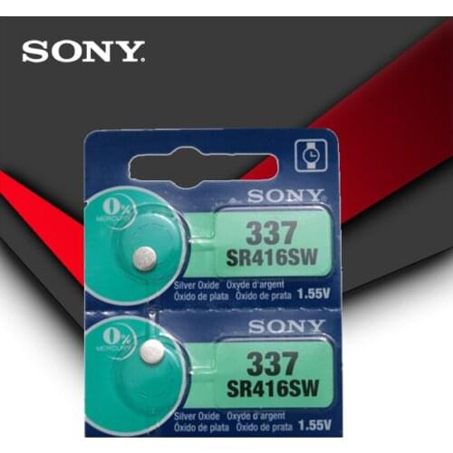 2pcs Sony 100% Original 337 SR416SW 1.55V Silver Oxide Watch Battery SR416SW 337 Button Coin Cell MADE IN JAPAN