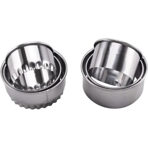 3pcs/set Thick Stainless Steel Mould Cookies Round Smooth & Curve Dumplings Wonton Skin Cut Cake Baking Cookie Cutters