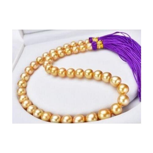 Free shipping >>>>noble jewelry gorgeous 12-15mm south sea round gold necklace 14k