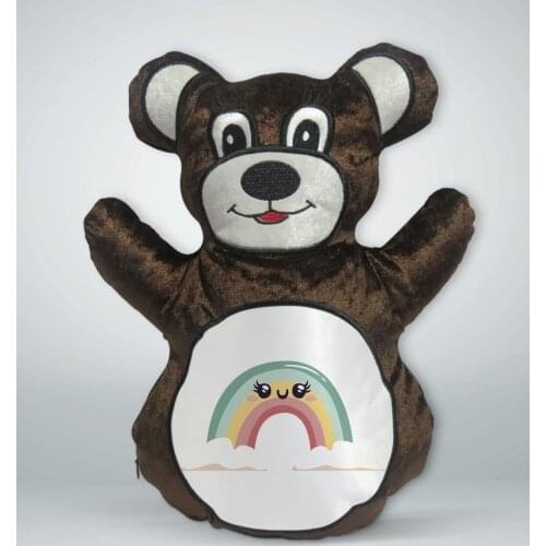 BK Gift Rainbow Design Brown Teddy Bear Yastık-2