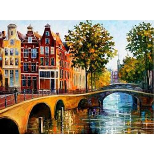 Large 100% Hand Painted Abstract Oil Painting On Canvas Retro City Landscape Oil Pictures Modern Art For Wall Decor
