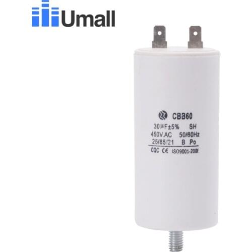 CBB60 450V 30uf running motor start capacitor two 2 pins with bottom screw for electric washing machine air conditioners
