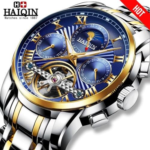 HAIQIN elojes para hombre watch mens watch automatic Business Luxury Brand watches for men mechanical waterproof Tourbillon 2020