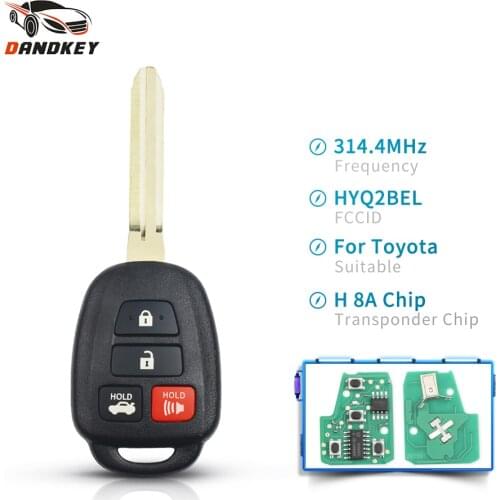 Dandkey 4 Button Uncut Smart Remote Car Key For Toyota Camary Corolla 2015-2017 Fob HYQ2BEL 314.4MHz With H Chip New Product