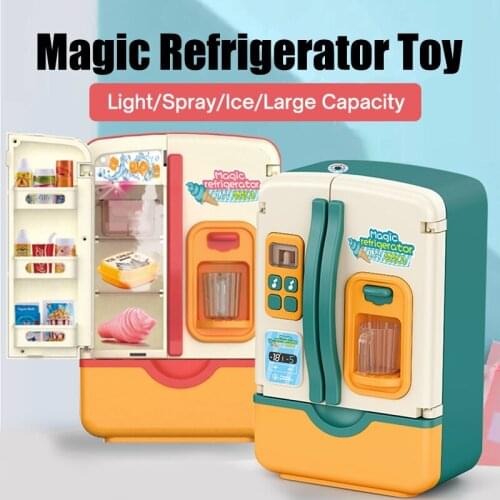 Kids Toy Fridge Refrigerator Accessories With Ice Dispenser Role Playing Appliance For Kids Kitchen Set Food Toys For Girls Boys