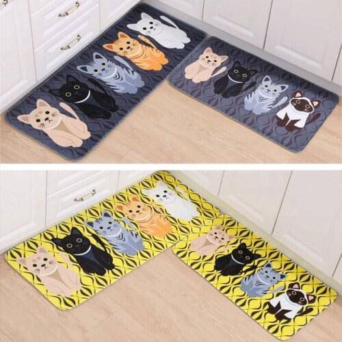 Long Kitchen Carpets Doormats Kawaii Welcome Floor Mats Carpet Printed Hallway Cat Floor Mat for Living Room Anti-Slip Tapete