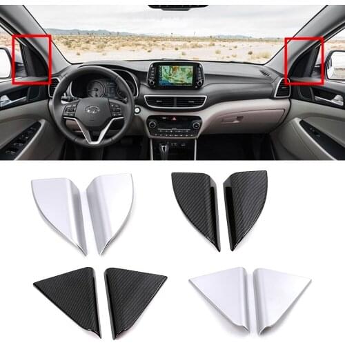 For Hyundai Tucson 2015-2020 Car Front Rear Door Window Inner Triangle Pillar Column Cover Trim ABS Sticker Accessories