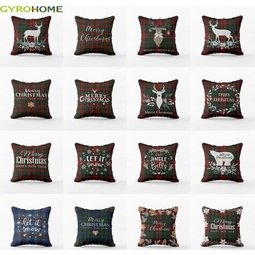 GY0802-2 Grids Christmas Cotton Cushion Case (No Filling) 1PC Polyester Home Decor Bedroom Decorative Sofa Car Throw Pillows