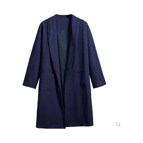 Chinese wind trench coat mens long coat retro wind cotton mens autumn Chinese shirt