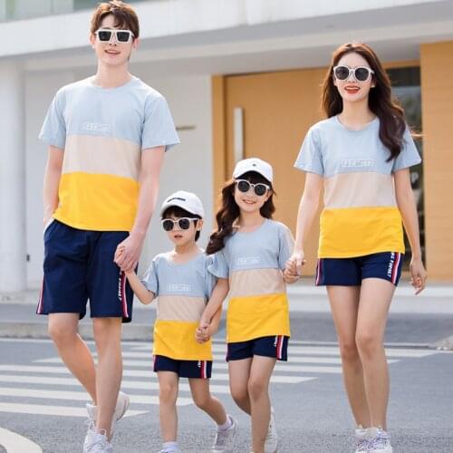 HH 2pcs Family Matching Outfits Father Mother Daughter Son Clothing Sets Boys Girls Clothes Sets Kids T-shirts+Shorts Suits