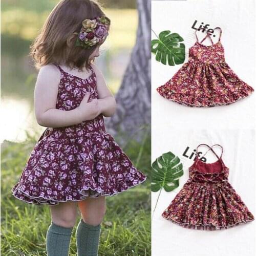 Lioraitiin 0-4Years Toddler Baby Girls Summer Fashion Clothing Sleeveless Floral Dress Backless Party Princess Girl Dresses