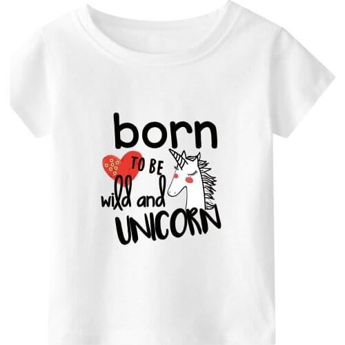 Evervolve Summer Girls' Casual Cool Cotton Unicorn Print Short Sleeve T-Shirt