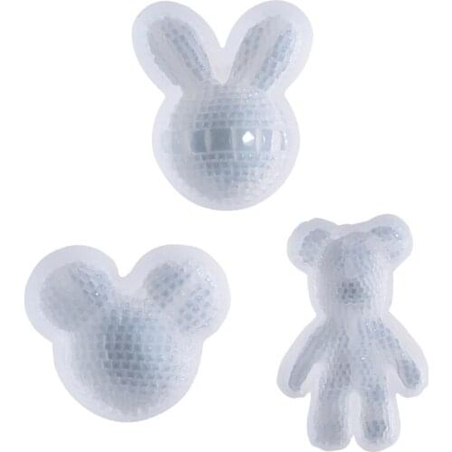 M2EA DIY Crystal Epoxy Mold Three-dimensional Diamond Bear Keychain Backpack Buckle Silicone Mold for Pendant Decor