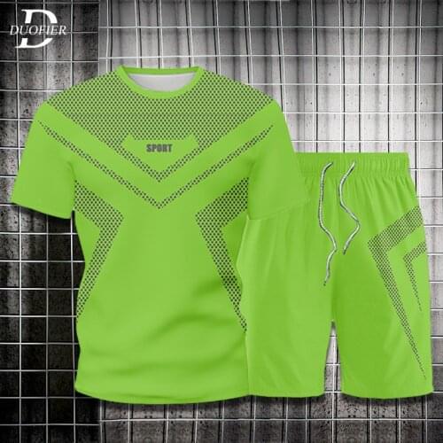 Men Casual Sets Summer New Loose Jogger Tracksuit Short-sleeved T-shirts+Shorts Two Pieces Sets 2021 Mens Sportswear Sports Suit