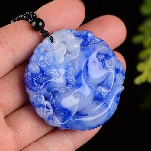 Natural Blue Jade Lucky Pixiu Pendant Men Women Fashion Charms Jewelry Genuine Xinjiang Jades Stone Pi Xiu Pendants Amulet Gifts