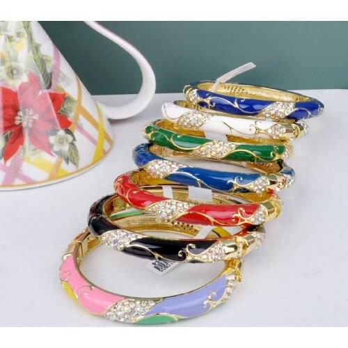 Cloisonne bracelet ethnic style Korean version of the hollow enamel gold color bracelet jewelry for 1pcs